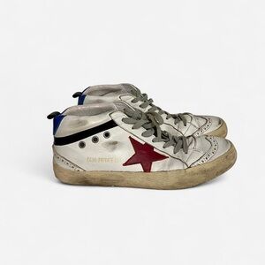 Golden Goose Midstar sneakers in white, red, and blue
